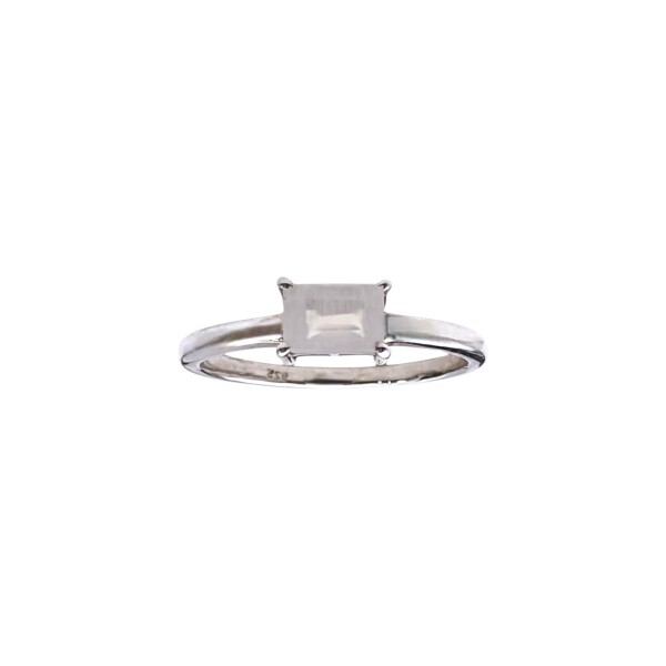 Anillo Cuadrado-Plata rodinada-Piedra Luna-AN2022 conpiedra