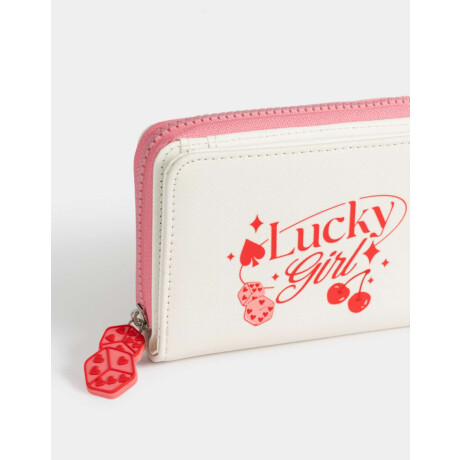 Billetera Cuerina Estampada Blanco Crudo