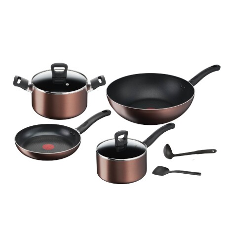 Batería de cocina Tefal | 8 piezas | Antiadherente | Color marrón. Batería de cocina Tefal | 8 piezas | Antiadherente | Color marrón.