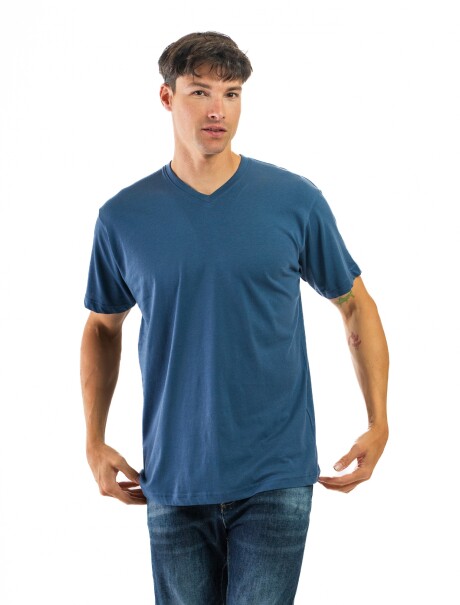 Remera Algodón Cuello V Marino