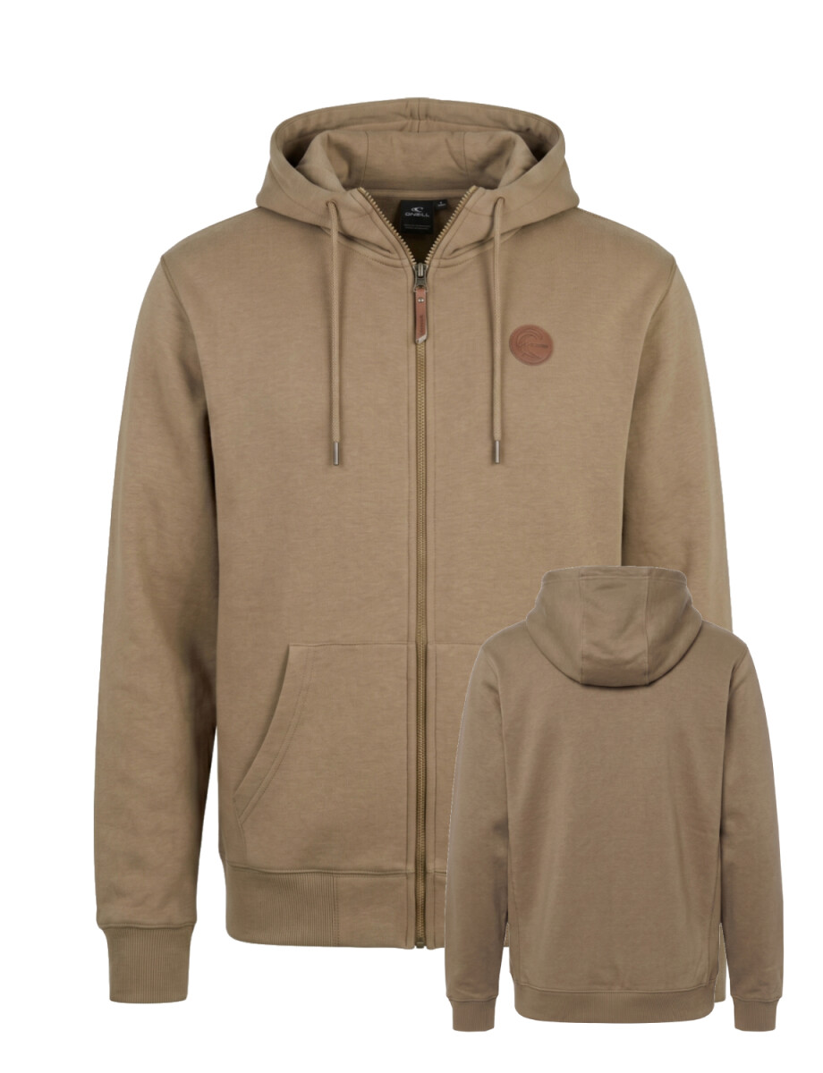 Campera O'Neill Full Zip Leather Patch - Beige 