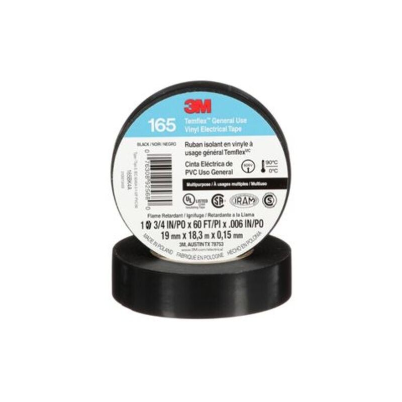 CINTA AISLADORA TEMFLEX 165 NEGRO 19MM X 18M - 3M CINTA AISLADORA TEMFLEX 165 NEGRO 19MM X 18M - 3M