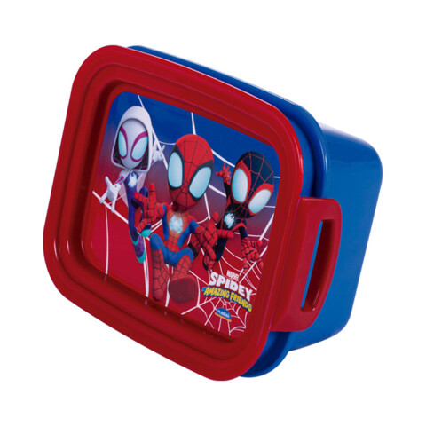 Pote Plástico Spidey Con Traba y División 630 ml U