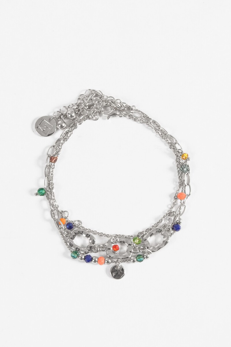 Set de tres pulseras dijes plateado