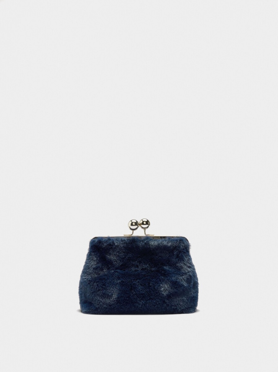 Bolso De Fiesta Efecto Pelo - azul 