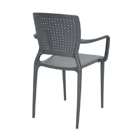 Silla grafito SAFIRA respaldo calado c/ posabrazos -TRAMONTINA TD0592
