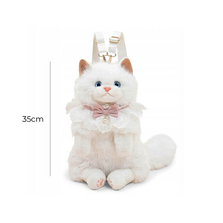 Mochila Peluche Gato Realista Bolso Animal Felpa Blanco