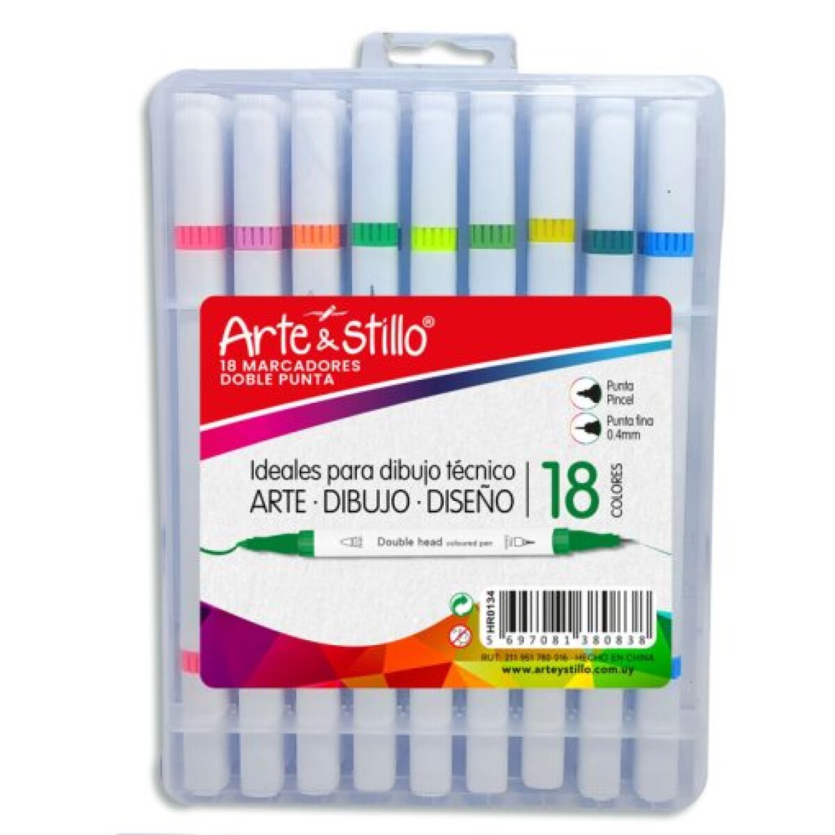 MARCADOR DOBLE PUNTA ARTE Y ESTILLLO X18 UNIDADES 
