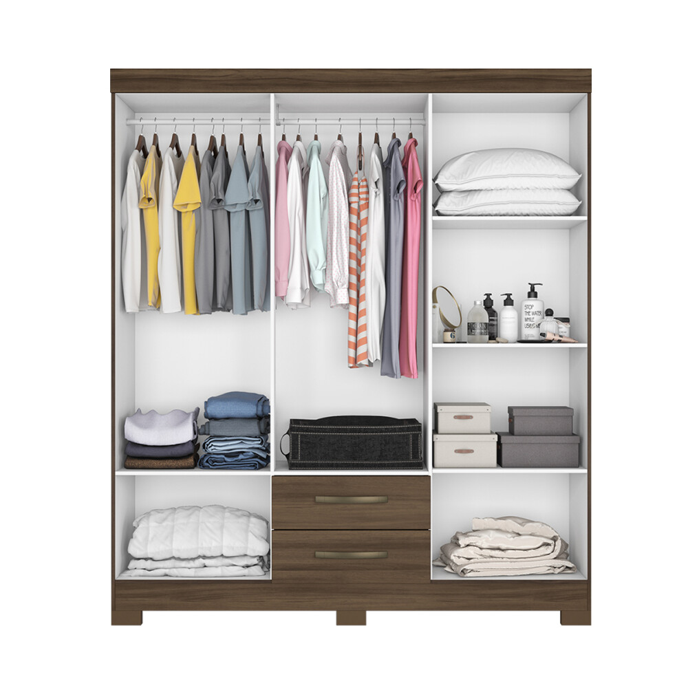 ROPERO 6 PUERTAS 2 CAJONES GUARDARROPA ARMARIO PLACARD CLOSET COLOR MADERA