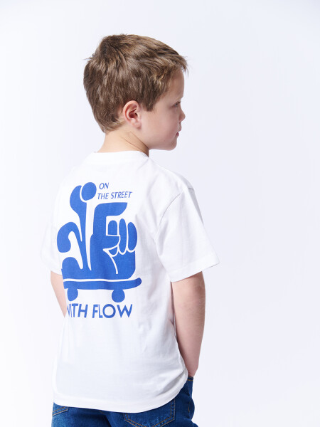 Remera Manga Corta Estampa Street Blanco