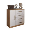 Cómoda Cajonera 4 Cajones 1 Puerta Mdp Premium Blanco/Nogal Cómoda Cajonera 4 Cajones 1 Puerta Mdp Premium Blanco/nogal