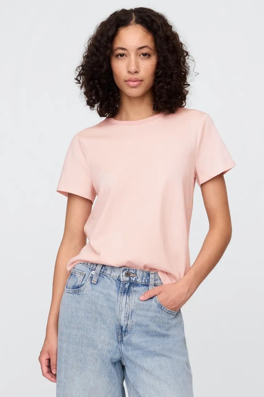 Remera Bàsica Manga Corta Cuello Redondo Mujer Misty Rose