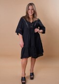 Vestido 100% lino con broderie NEGRO