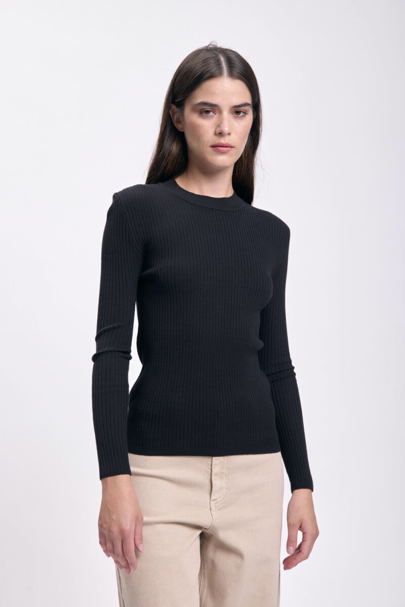 Remera punto rib Negro