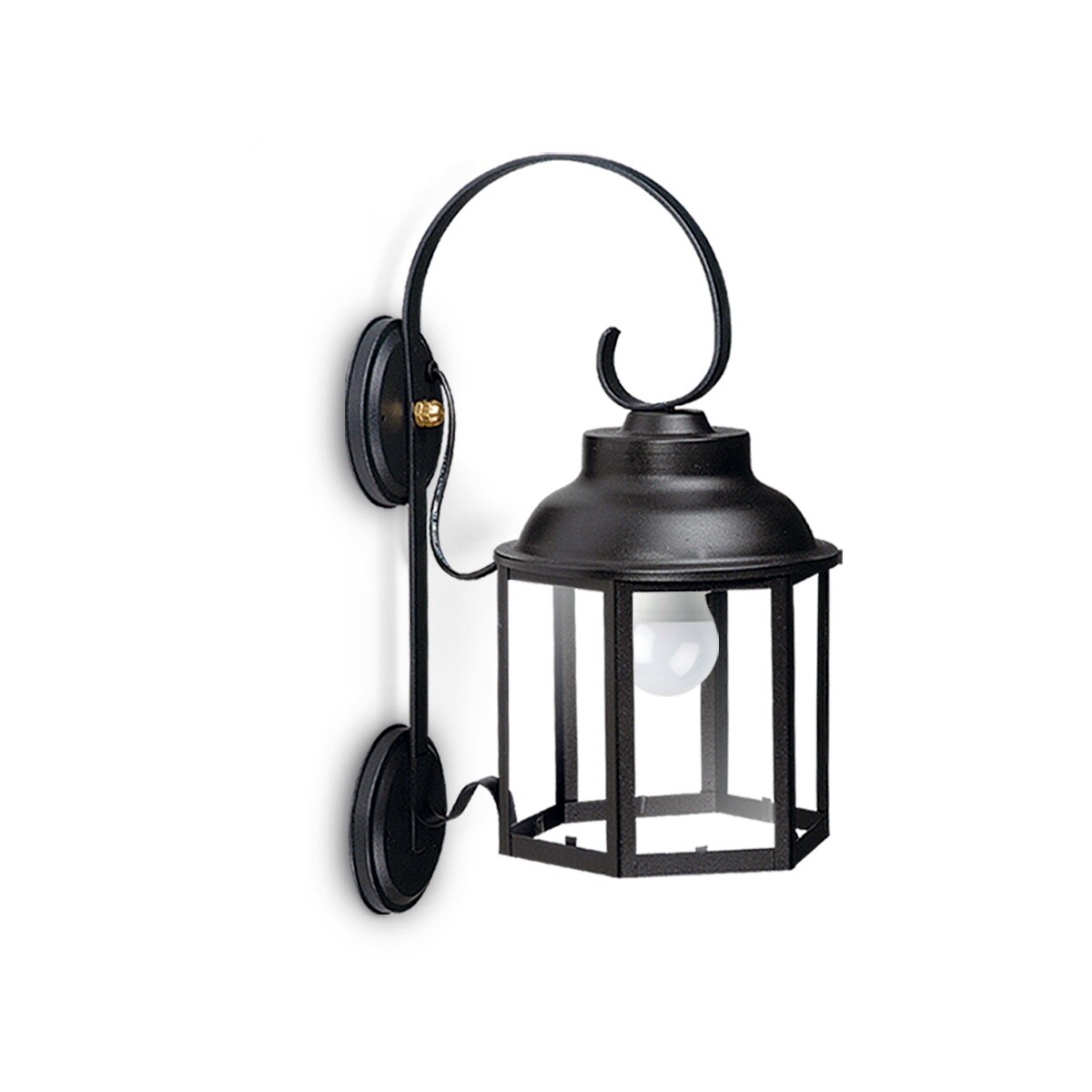 FAROL HEXAGONAL CON MENSULA E27 NEGRO 