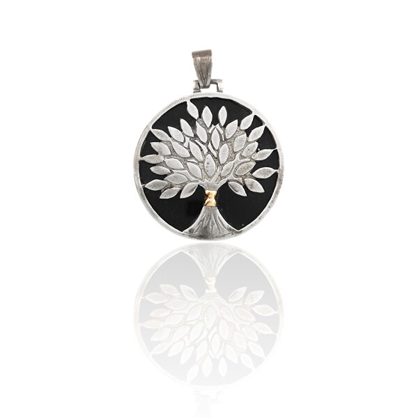 Dije Árbol de la Vida-Plata 925 y Oro-Con Resina Onix-CP5548 conpiedra