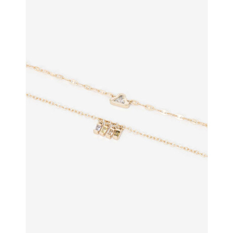 Set De Pulseras Flexibles Con Cubic Zirconia Dorado