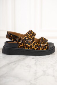 Sandalia Cuero Animal Print Marron