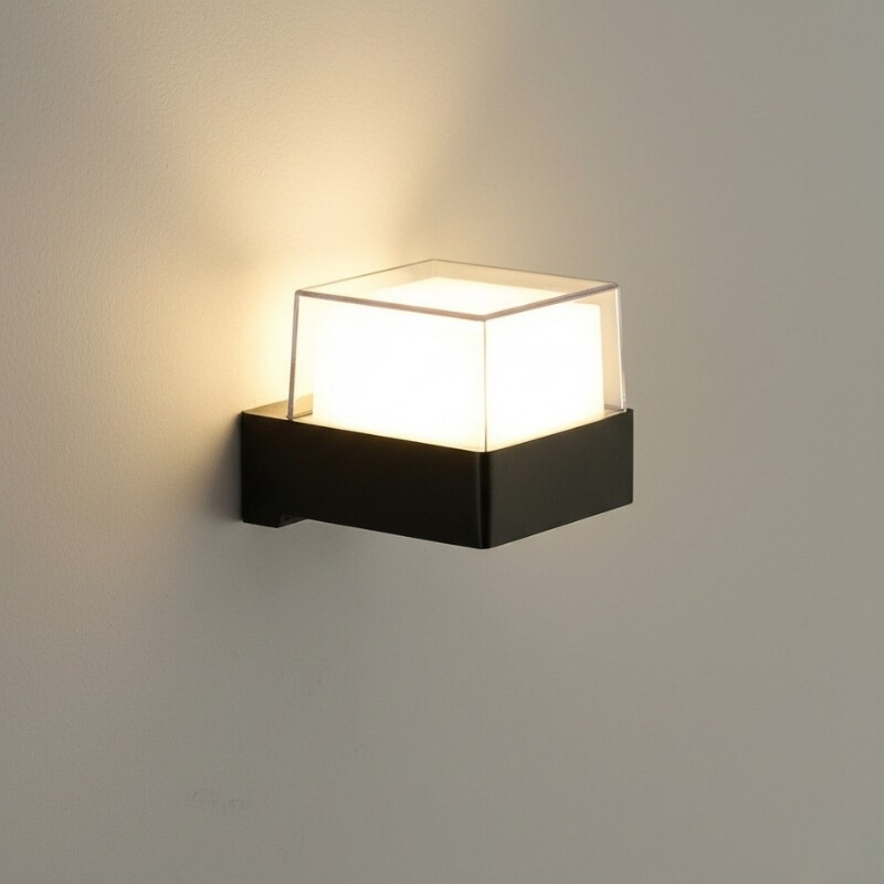 ARTEFACTO EXTEIOR MENFI PARA ADOSAR EN PARED UNIDIRECCIONAL 5W Artefacto Exterior LED Menfi Para Adosar Unidireccional 5W Negro