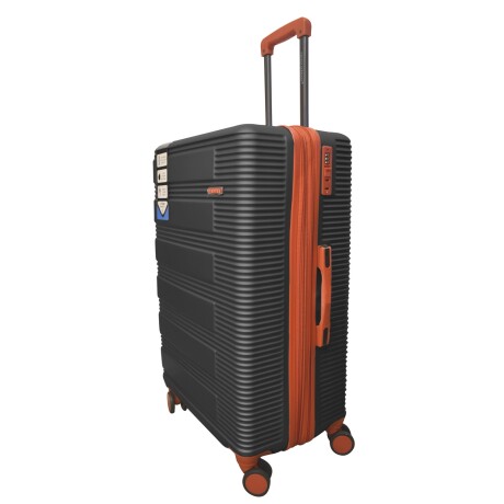 Valija Mediana Rígida Ruedas 360° Cierre Expandible Gris Oscuro/rojo