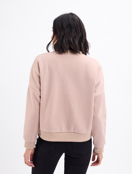 Campera felpa bomber beige