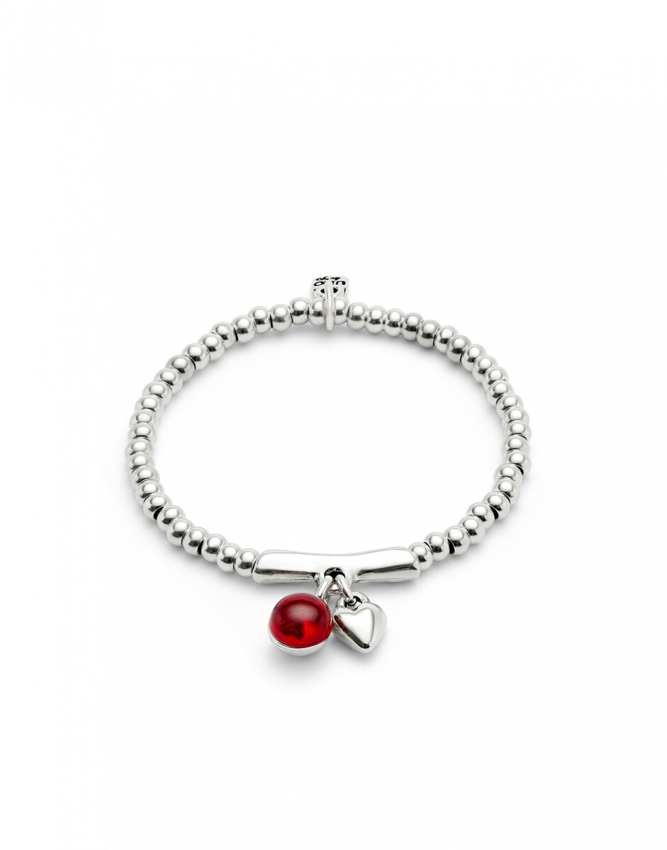PULSERA EN ALEACIÓN DE METALES BAÑADAS EN PLATA DE LEY Y CRISTAL DE MURANO ROJO - Pulsera 