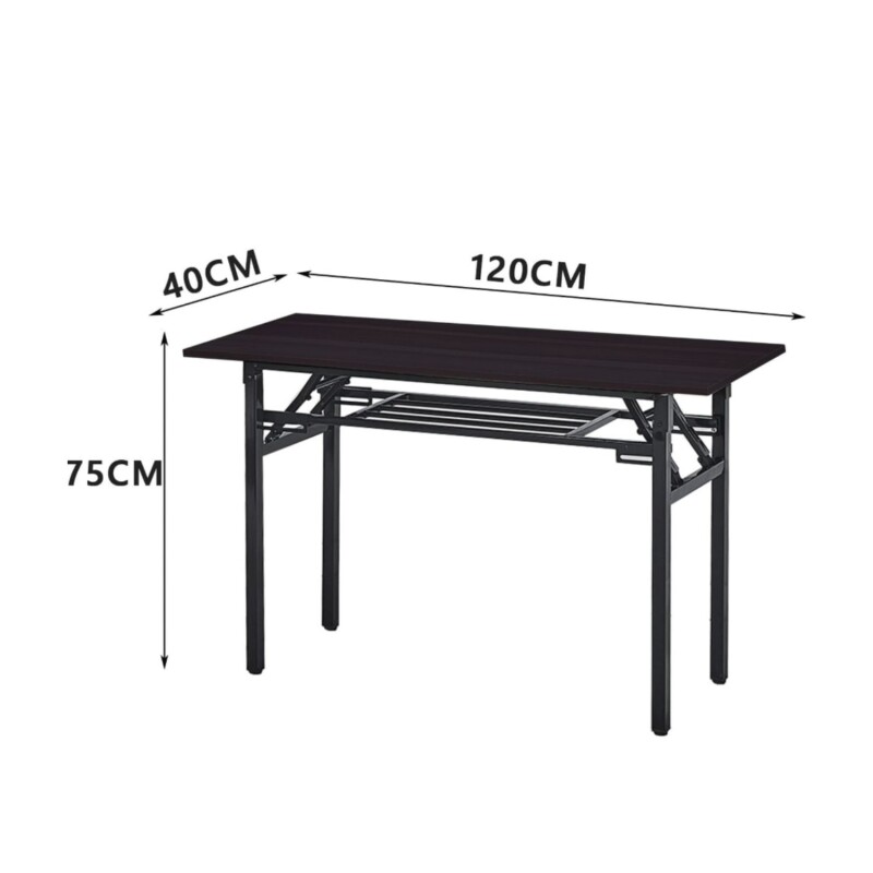 Escritorio con Base Plegable y Estante de 120x40cm Negro