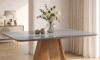 Juego De Comedor - 4 Sillas + Mesa Tapa De Vidrio - Celeste Gris / Gris