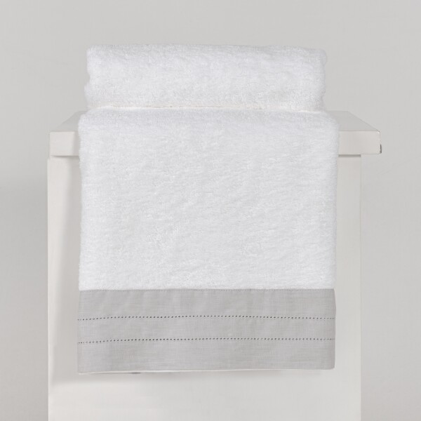 Toalla Finezza Lino Blanco con Gris Cuerpo