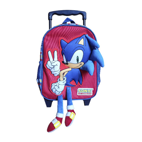 MOCHILA CARRO 30 CM 3D C/PATITAS TAF SONIC ROJO 001