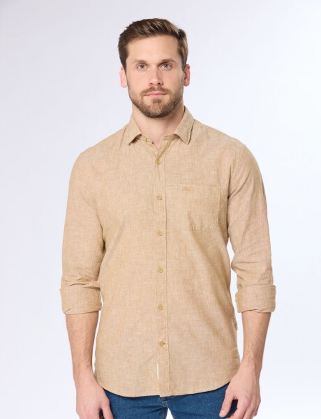 CAMISA DE LINO Camel