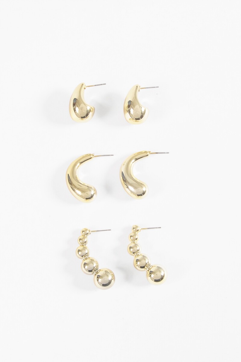 Set de aros gota bold dorado
