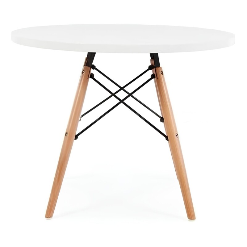 Juego de comedor Con Mesa Circular de 80 cm + 4 sillas Eames Acolchonadas Blanco
