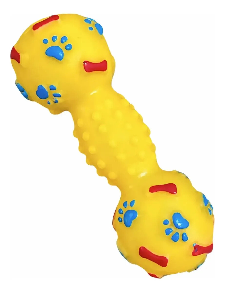 Juguete Para Perro Con Chifle Y Forma De Mancuerna - AMARILLO 