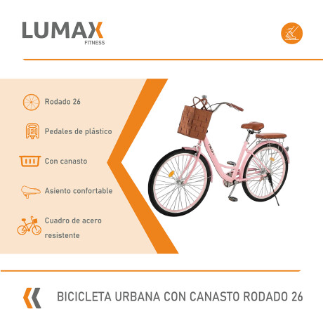 Bicicleta Urbana Rodado 26 con Canasto Vintage Rosa