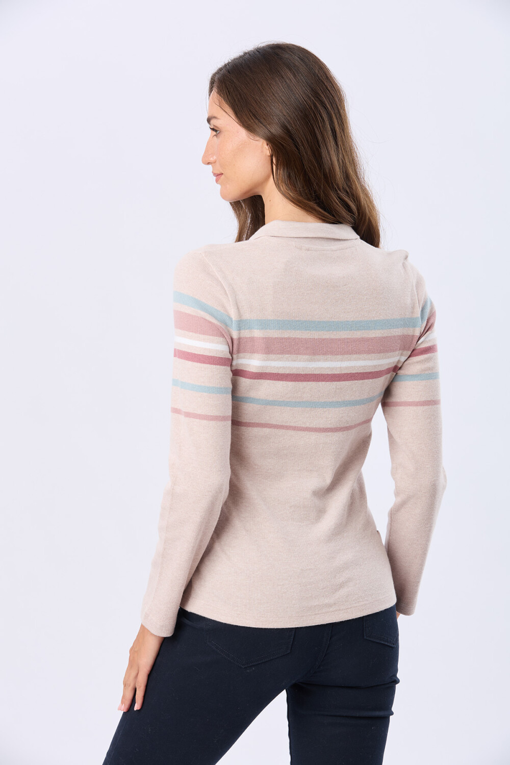 POLO RAYADA EN RIB Beige