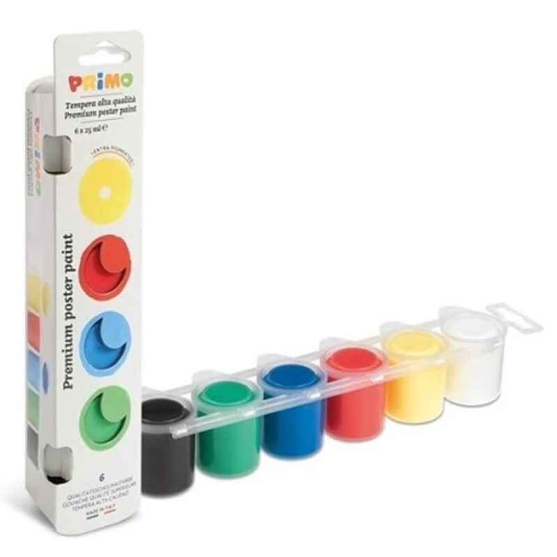 Primo tempera colores clásicos x6 en vasito de 25 ML Unica