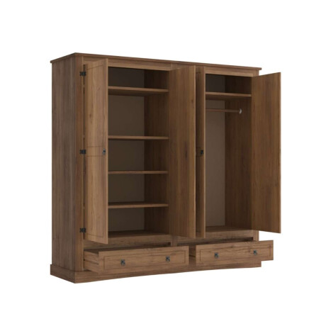 Ropero 4 puertas 2 Cajones Madera Linea mexicana Nogal