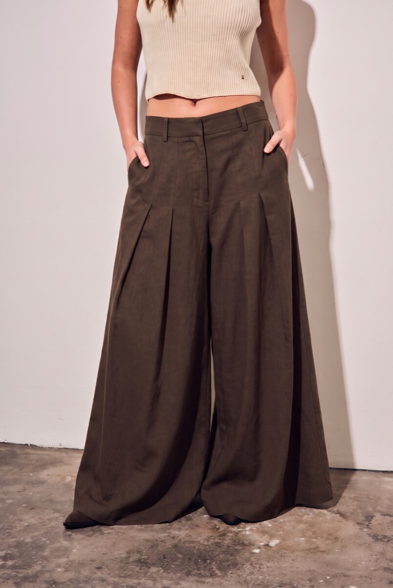 Pantalon Con Lino - Safari 
