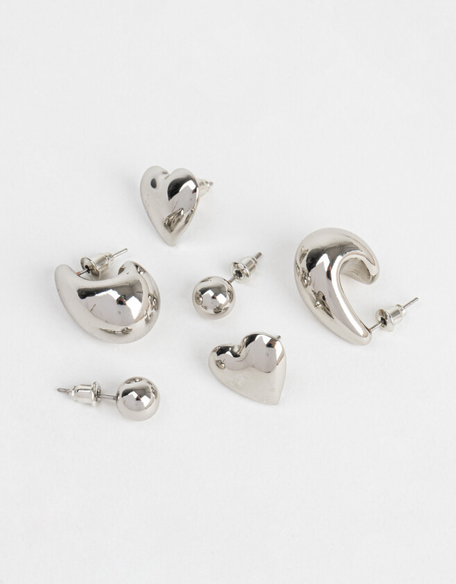 Aros Sets Bubble Set De Aros Gota Bubble - Plateado