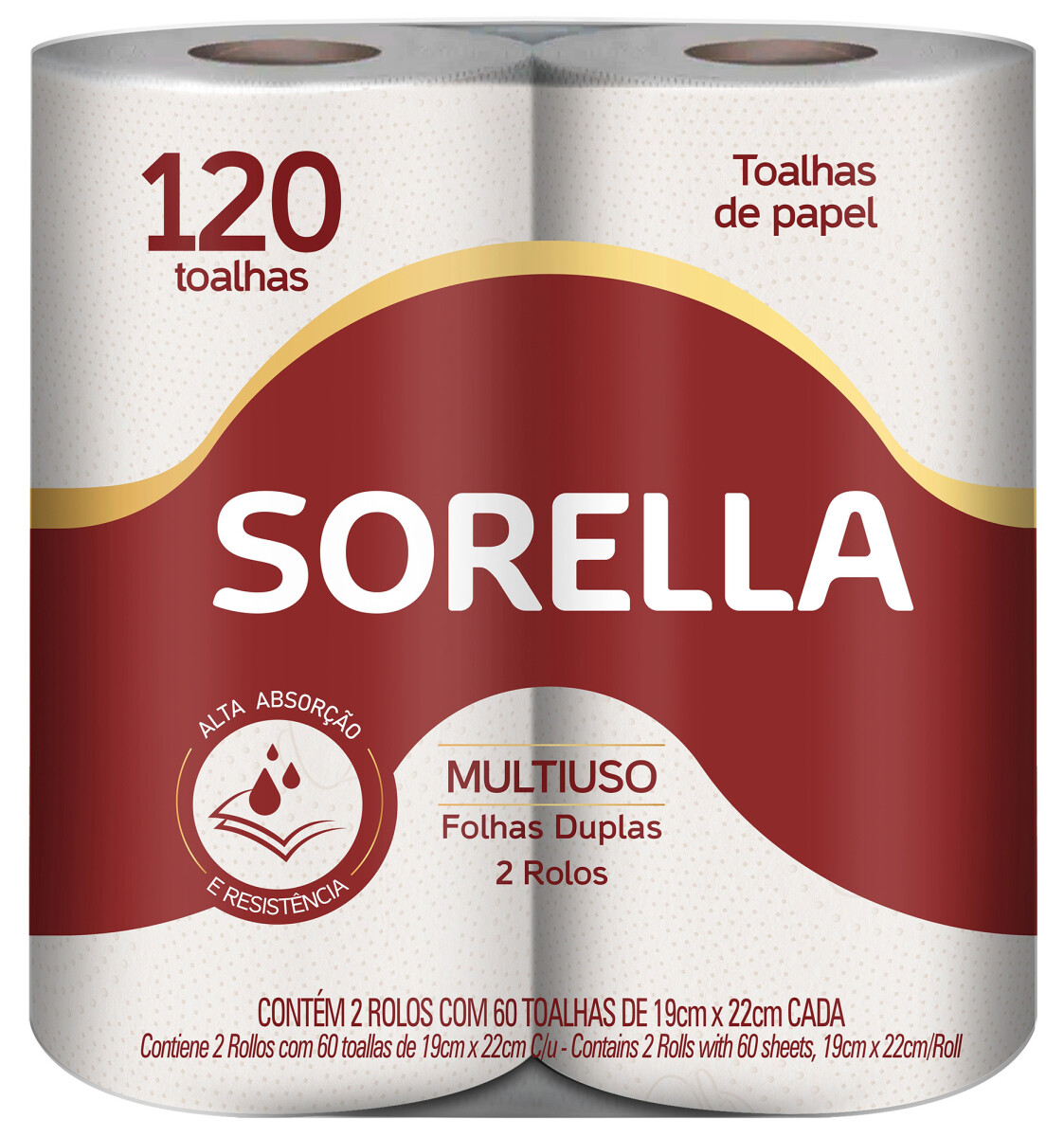 ROLLO COCINA SORELLA 2 ROLLOS 120PAÑOS19x22cm 