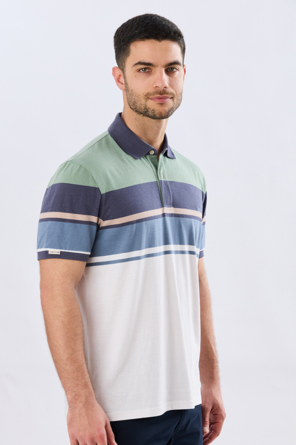 REMERA POLO RAYADA JERSEY Verde