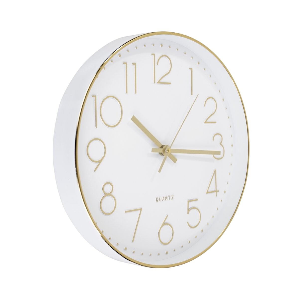 Reloj de pared redondo blanco con dorado 
