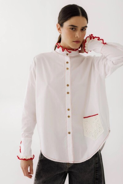 CAMISA OTA POPLIN CROCHET Blanco