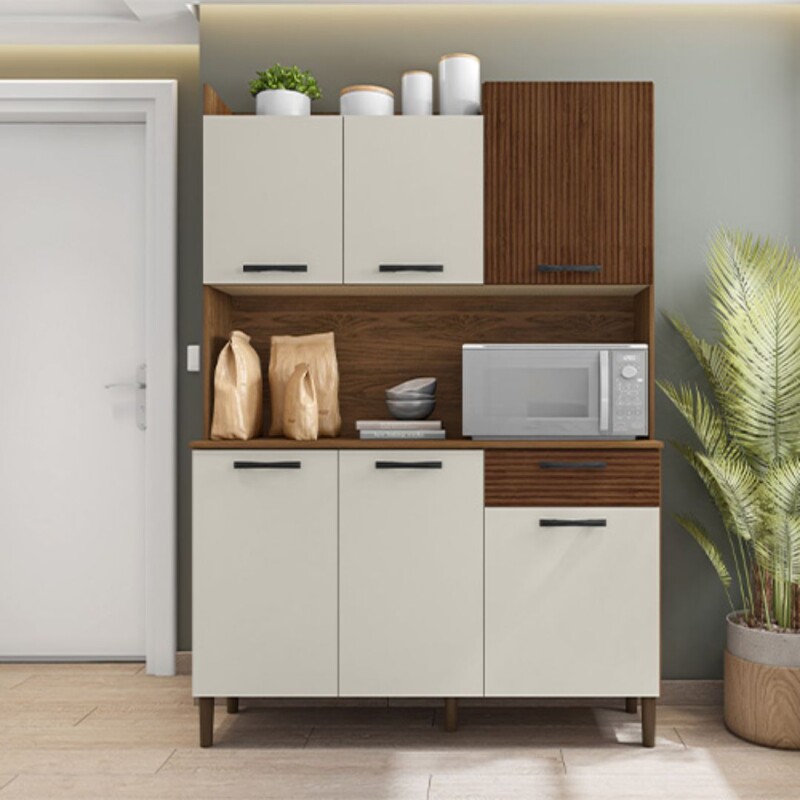 Kits Cocina Génova Nogueira/Off White/CP Ripado Kits Cocina Génova Nogueira/Off White/CP Ripado