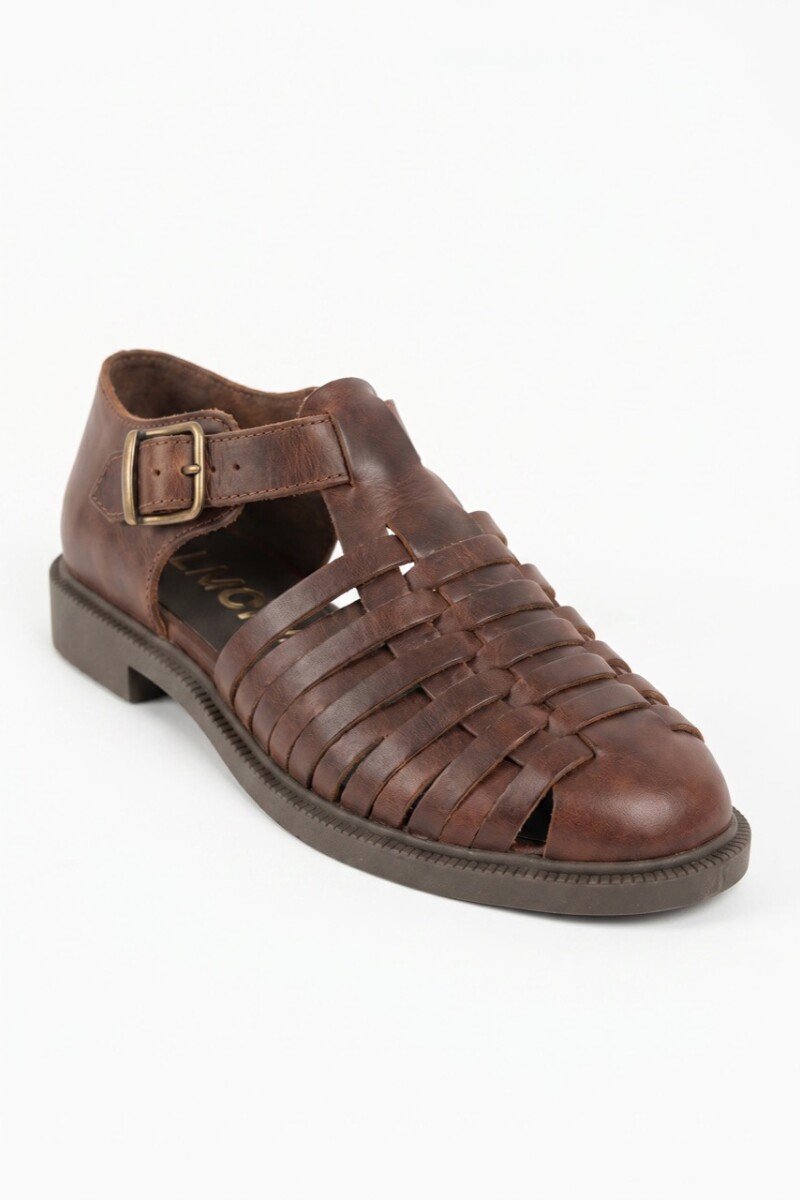 Sandalias Cangrejeras Cuero Chocolate