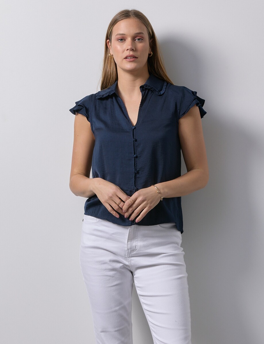 Camisa Saten - Azul 