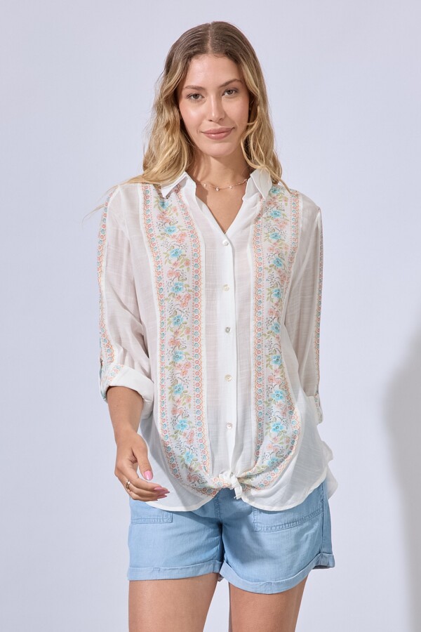 Camisa Flowers MULTI/BLANCO