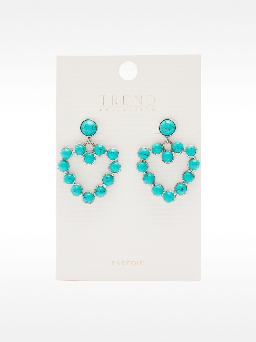 Pendientes De Corazón Con Piedras azul