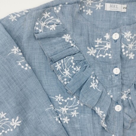 camisa bordada azul camisa bordada azul
